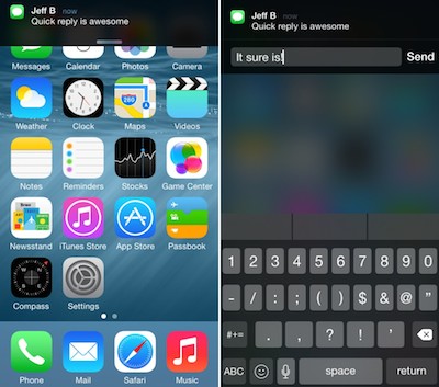 iOS 8 permettra d'écrire des messages sans nécessairement entrer dans l'application Messages