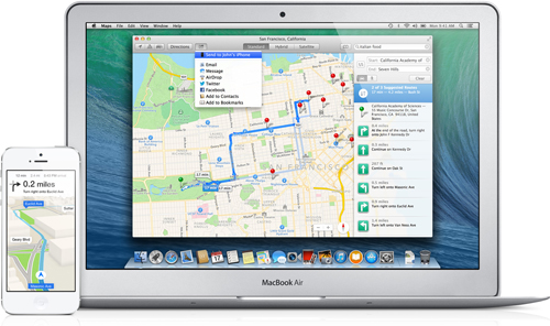 Maps intégré sur Mac permet une meilleure interaction avec l'iPhone